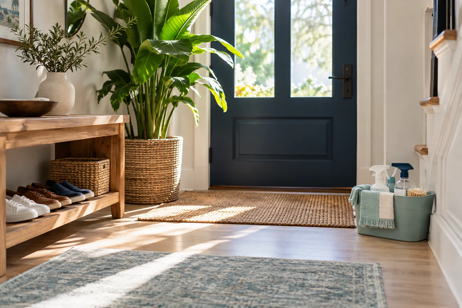 Freshly arranged entryway with neat storage Freshly arranged entryway with neat storage