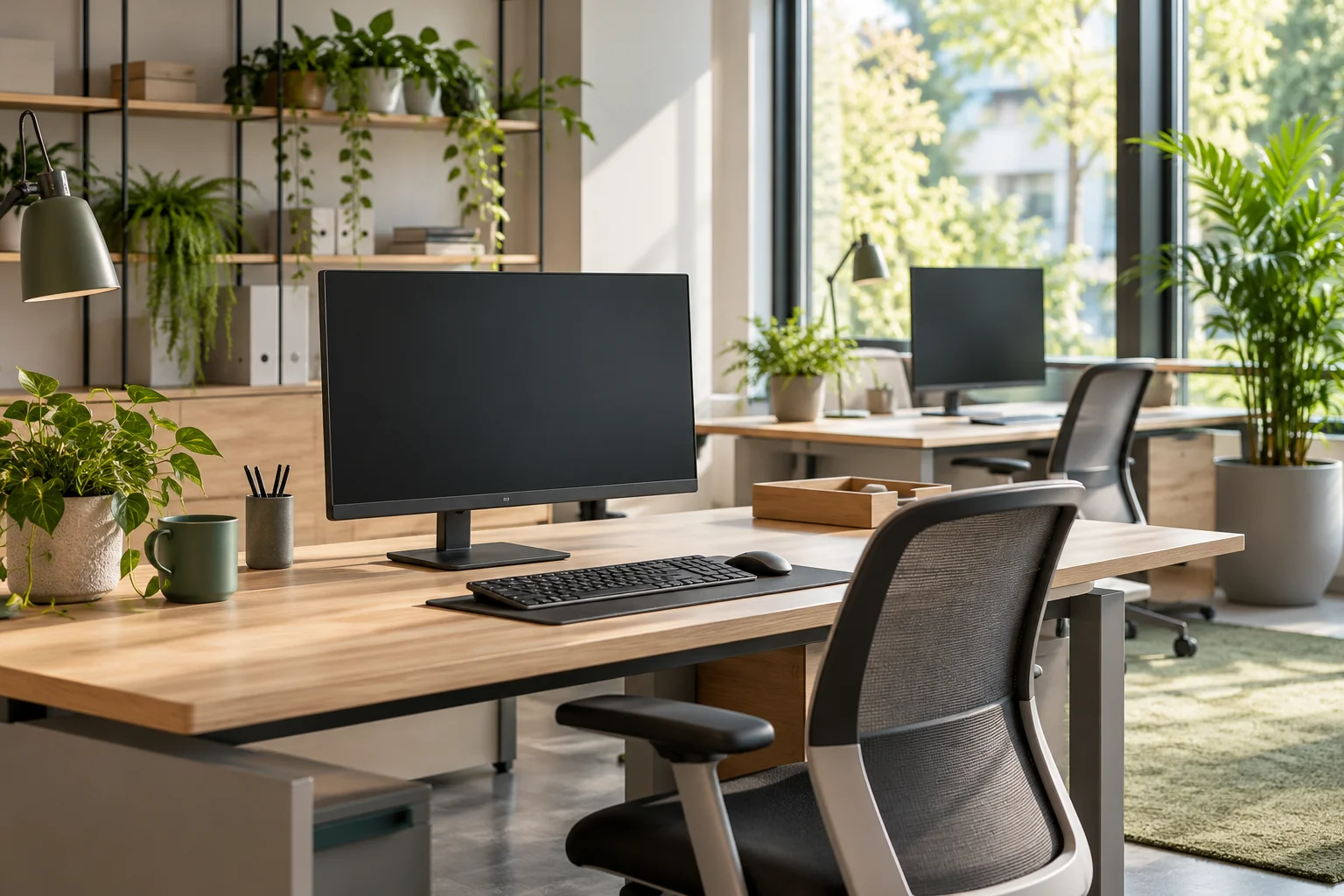 Tidy daylight office workspace Tidy daylight office workspace